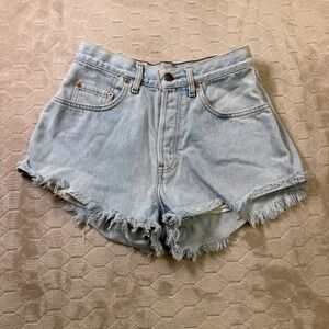 VTG 80s Levis Orange Tab Light Wash 501 Cut Off Short Shorts Fits Waist 28